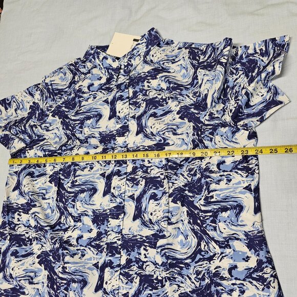 Wildfang The Essential Top Button Up Shirt Women Size 1X Swirl Navy - Picture 8 of 14
